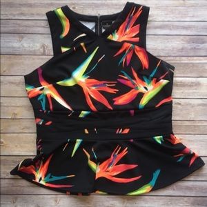 Colorful Worthington Bird of Paradise Peplum Top